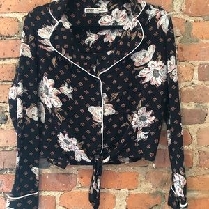 PJ style cropped floral blouse